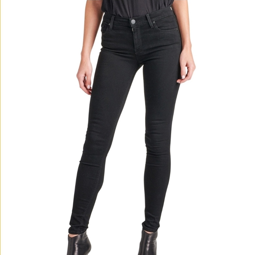 Hudson Nico Midrise Super Skinny Black Jeans 26